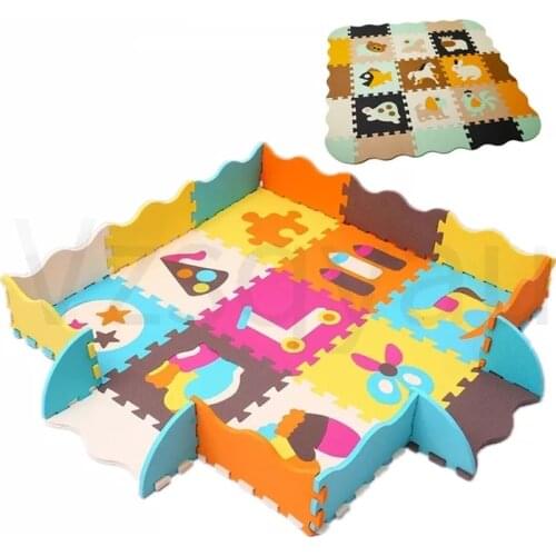 25Pcs/Lot Childrens Rug Cartoon Animal Pattern Carpet EVA Foam Puzzle Mats Baby Play Mat Toy Floor Playmat With Fence Floor