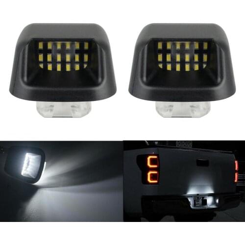 2pcs Led 6000K License Plate Light Lamp Housing For Nissan Frontier With White Bracket License Plate Light