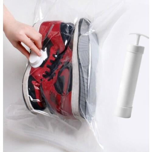 3PCS Transparent Vacuum Shoes Storage Bag Dust-proof Compression Shoe Bag Travel Portable waterProof Shoes Finishing Bag