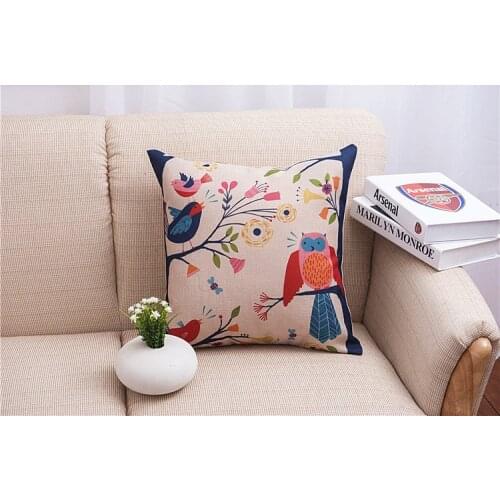 45cm *45cm Decorative Cartoon Owl Cotton Linen Pillow Case Cover Pillowcase for House New
