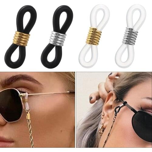 50PCS Anti-Slip Eyeglass Chain Ends Retainer Adjustable Rubber Glasses Ring Eyeglasses Strap Spectacle End Connectors Accessorie