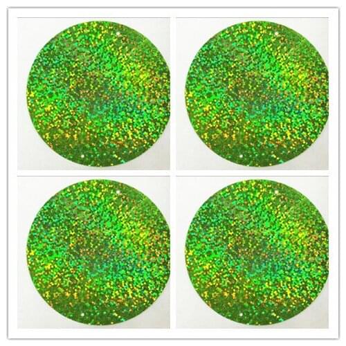 50pcs Large Round Sequins 55mm PVC Flat Paillette Craft Hologram Decoration 2 Side Holes Laser Light Green LNHOME