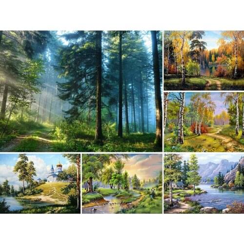 5D DIY Diamond Painting Landscape Cross Stitch Kit Full Drill Square Embroidery Forest Mosaic Picture Of Rhinestones Decor Gift