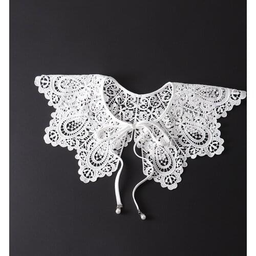 Girl Hollow Lace Floral Fake Collar Women False Collar for Shirt Blouse Lapel Detachable Necklace Shawl Removable Nep Kraagie