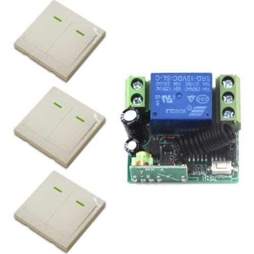 Free Shipping DC12V 1CH RF Wireless Remote Control Mini Size Receiver Switch Relay Remote Control 3 Transmitter 433MHZ 315MHZ