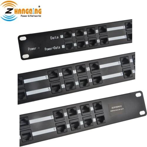 Security 12 Port PoE Injector Passive PoE Patch Panel Including 24V 60W Power Adapter For MikroTik, Ubiquiti