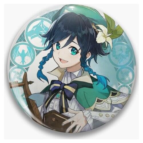 Venti Genshin Impact Soft Button Pin Fashion Funny Decor Lover Creative Women Clothes Metal Brooch Badge Cute Jewelry Lapel Pin