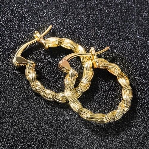 CAOSHI Exquisite Women Hoop Earrings with Twist Design Modern Female Trendy Lady Party Accessories Metal Gold Color Jewelry Gift
