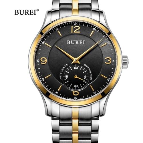 BUREI Brand Fashion Gold Mechanical Watch Man Luxury Waterproof Sapphire Business Casual Automatic Wristwatch Relogio Masculino
