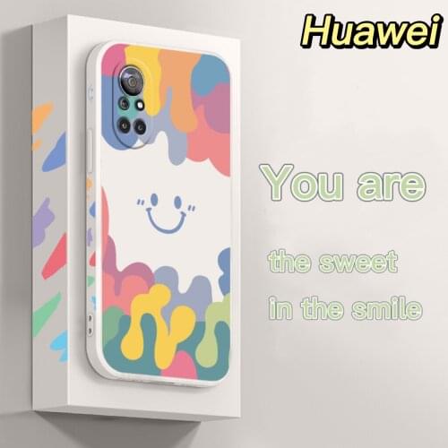 Cartoon Watercolor Ice-cream Smile Case for Huawei P40 Pro Nova 5t 5i P Smart z Y9 prime Honor 8X 9X pro 20s Soft Colorful Cover