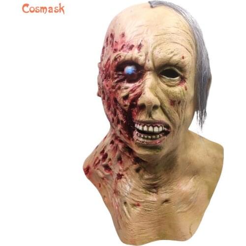 Cosmask Halloween New Rotten Half Face Mask Horror Zombie Prank Headgear Cosplay Prank Props Haunted House Costume Party Mask