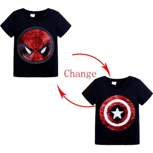 Kids Clothes Summer T Shirts Girls Elsa Princess Unicorn T Shirts Boys Marvel Captain America Spiderman T Shirts Short Sleeve