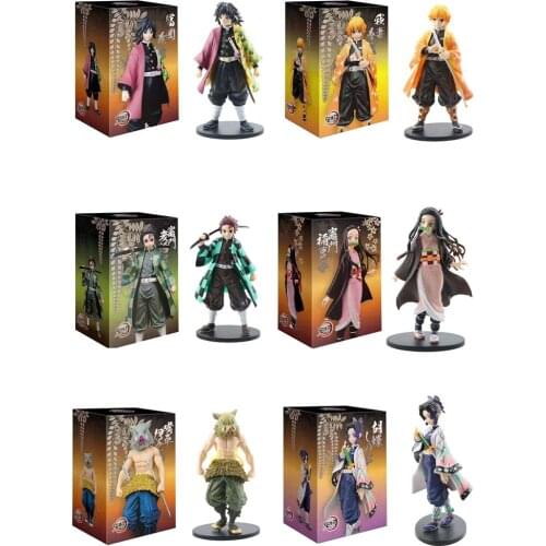 Demon Slayer Kamado Tanjirou Nezuko Agatsuma Zenitsu Tomioka Giyuu Kochou Shinobu Action Anime Figure Model Collection Kids Toys