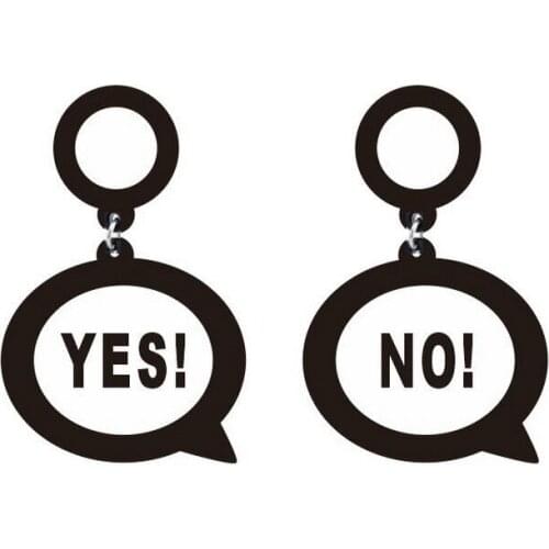 Korean Fashion Classic Black White Letter Acrylic Earrings For Women Girl Geometric Dialog Box Earrings YES NO