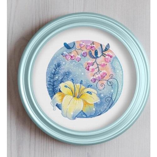 Round flower-berry lily 32-33 Counted Cross Stitch 11CT 14CT 18CT DIY Chinese Cross Stitch Kits Embroidery Needlework Sets