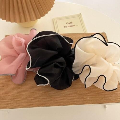Fashion Large Scrunchies Solid Color Women Organza Oversize Scrunchies Hair ties Hair Elastics Bands Accessories