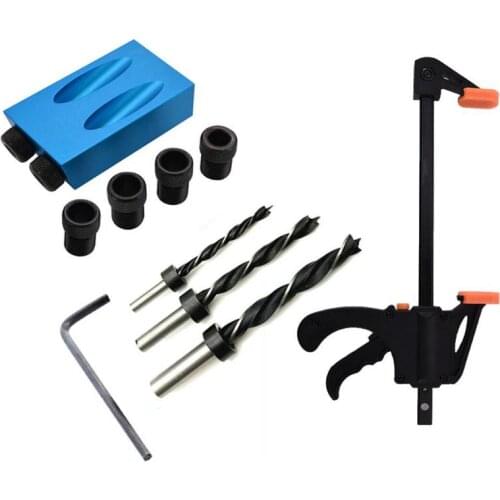 15pcs Pocket Hole Jig Kit 6/8/10mm Angle Drill Guide Set Woodwoorking Tool Hole Puncher Locator Jig Drill Bit Carpentry Tools