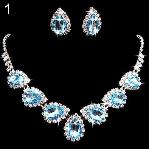 Women Wedding Bridal Crystal Rhinestone Waterdrop Necklace Earring Jewelry Set New