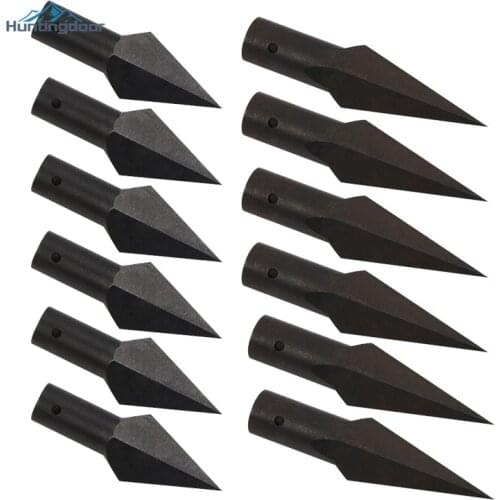 Arrow Tip Broadheads Steel Black Archery Hunting Arrowhead Tips for Crossbow Hunting Bamboo Wooden Arrow Shaft Outdoor Shooting