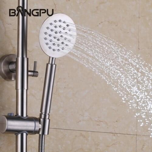 BANGPU Brushed Nickel 304 Stainless Steel Shower Head High Pressure Handheld Shower Water Saving Pressure Bathroom Hand Shower