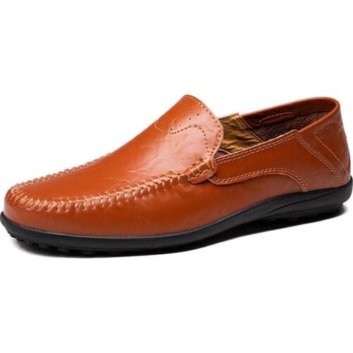 2021 Summer Autumn New Chinese Style Leather Casual Shoes for Man Breathable Slip-on Rubber Loafers with Platform Wear-resisting