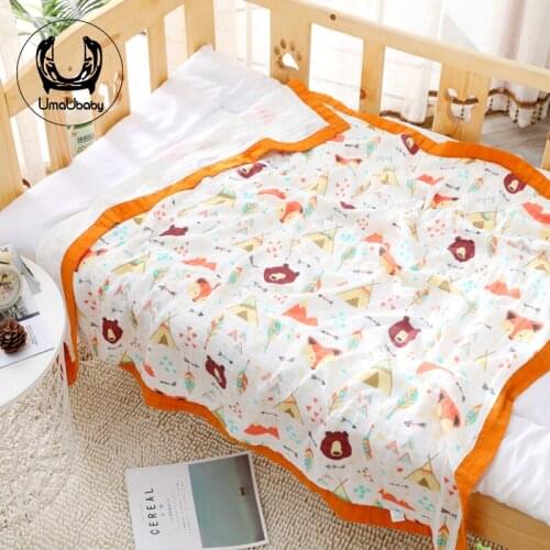 UmaUbaby 4 Layers Bamboo Cotton Baby Blanket Soft Bamboo Fiber Bath Towel Newborn Bedding Breathable Thin Air-Conditioning Quilt