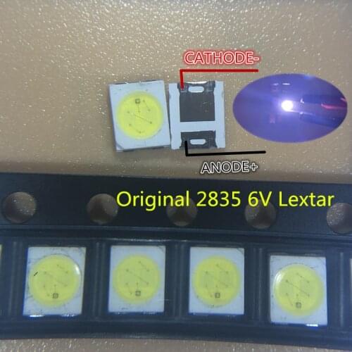500PCS Original LEXTAR 2835 3528 1210 6V 2W SMD LED For Repair TV Backlight Cold white LCD Backlight LED
