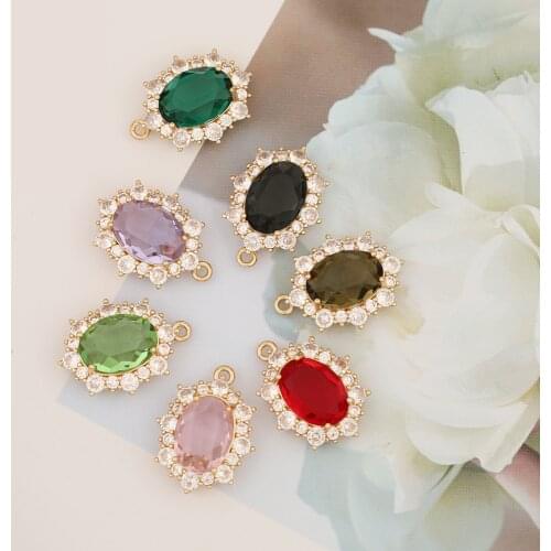 HAOSAW 18*24MM 4Pcs/Lot Oval/Pave Rhinestone/Multi Colors Stones/Crystal Charms/Glass Accessories/Earring Findings