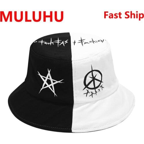 Stitching Graffiti Men Women Cotton Double Sided Cap Summer Panama Fashion Fold Sun Fishing Fisherman Hats Chapeau Femme