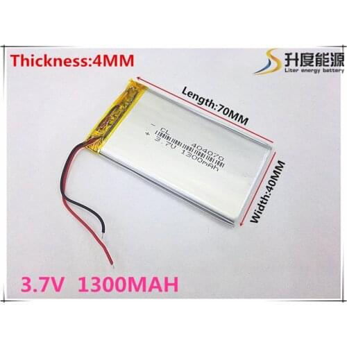 Free shipping Polymer battery 1300 mah 3.7V 404070 smart home MP3 speakers Li-ion battery for dvr,GPS,mp3,mp4,cell phone,speak