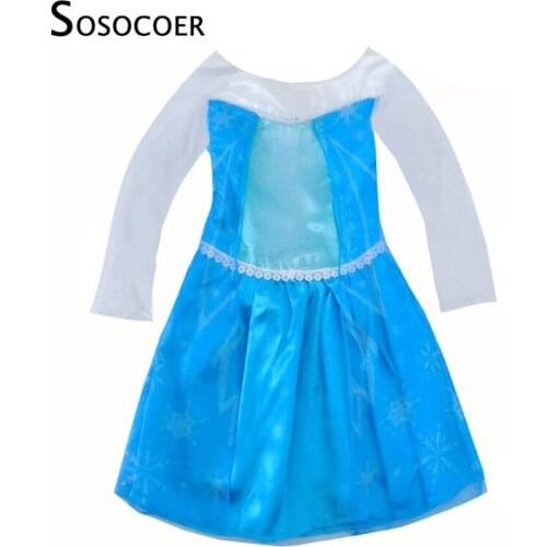 SOSOCOER Baby Birthday Dresses Fashion Elsa Girls Party Dress Summer Style Girl Princess Dress Kids Costume For Girls Clothes