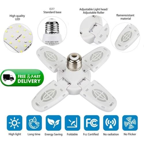 38W Super Bright LED Light Bulbs Industrial Lighting E27 Led Garage Light Deformable Folding Lamp For Workshop Garage Home