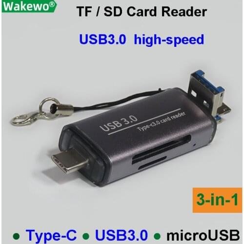 WAKEWO USB3.0 type-C SD TF card reader multi-function micro SD card reader micro-SD high speed