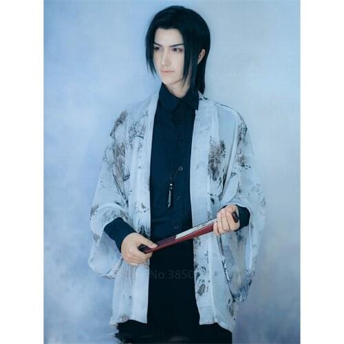 Japanese Kimono Clothing Sunscreen Cardigan Asian Casual Yukata Improved Ink Antique Chiffon Man Woman Short Jacket Fashion