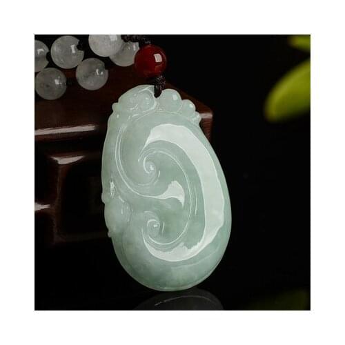 Zheru Jewelry Natural Burmese Jadeite Light Green Ruyi Pendant Necklace Exquisite Jewelry Best Gift
