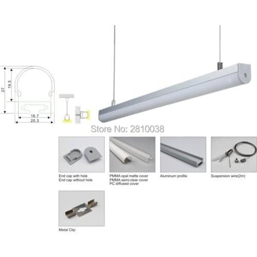 10 x 1M Sets/Lot Anodized Aluminium profile round and aluminium extrusion channel profiles for suspension or pendant lights