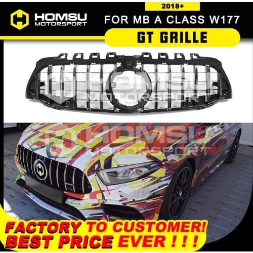 2019+ For A class W177 GT grille Vertical Front Bumper Racing Car For A180 A200 A250 A45 Sports Sedan front grille A35 Gt grille