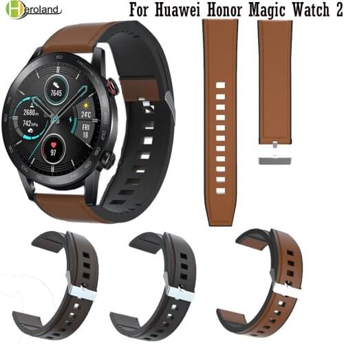22mm Watch Strap silicone +leather For Huawei Honor Magic Watch 2 Quick Release Watchband Wristband For HUAWEI WATCH 2 pro belt