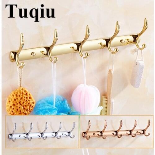 3-7 Hooks Chrome/Gold/Rose gold bathroom robe hooks,coat racks,clothes hooks bathroom hardware accessories kitchen hangers