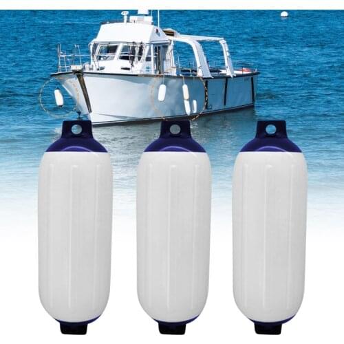 3 Pcs Boat Fender Vinyl Ribbed Inflatable Bumper Marine Dock Shield UV Protection PVC 11 x 40cm For Yacht Speedboat Boat ACC