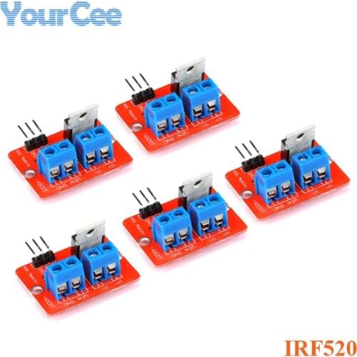 5pcs 0-24V Top Mosfet Button IRF520 MOS Driver Module For MCU ARM Raspberry pi