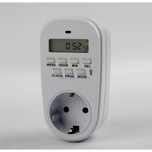 50pcs EU Plug Outlet Electric Digital Socket with Timer Socket Timer Plug 220V Time Control 7 Days Programmable Timer Switch