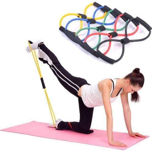 8 Word Chest Developer Expander Rubber String Resistance Band Fitness Yoga Pull Rope Muscle Training Stretch Crossfit Equipment