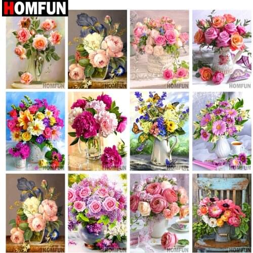 HOMFUN Diamond Painting Full Square/Round Drill 5D DIY "Colorful flowers" Daimond Embroidery Rhinestone Cross Stitch Home Decor