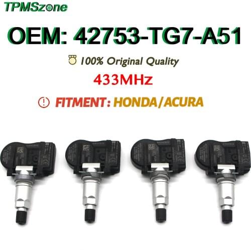 Car TPMS Sensor 42753-TG7-A51Tire Pressure Monitoring System 433MHz For Honda Pilot RIDGELINE ACURA NSX 2016-2019 42753TG7A51