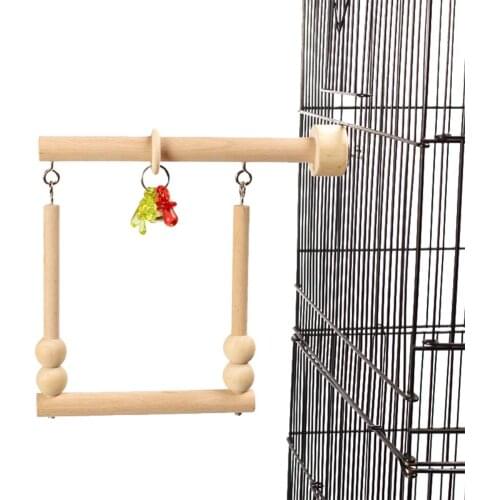 Bird Swing Parrot Perch Bird Stands Bird Playstand Wooden Stands with Bell Chewing Beads for Conure Parakeet s Cockatiels