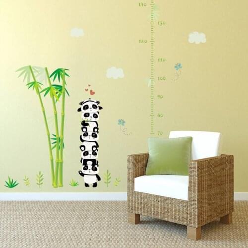 Kids Room Lovely Panda Bamboo Wall Sticker Measure Height Picture Kindergarten Wall Pictures Home Removable Wall Sticker