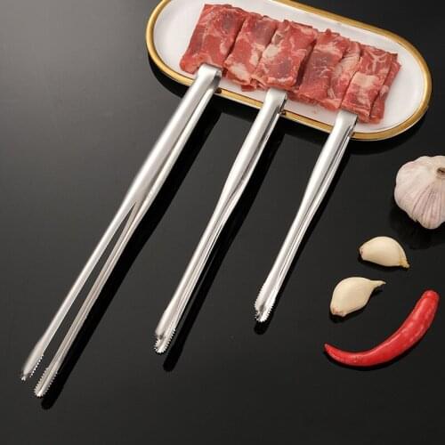 Long Stainless Steel Kitchen Tongs Cooking Tongs Ice Cube Tongs Cooking Tools Accessories BBQ Tools Steak Clamp Grilling Tongs