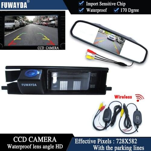 FUWAYDA Wireless Color CCD Car Chip Rear View Camera for Toyota RAV4 RAV-4 + 4.3 Inch rearview Mirror Monitor HD waterproof