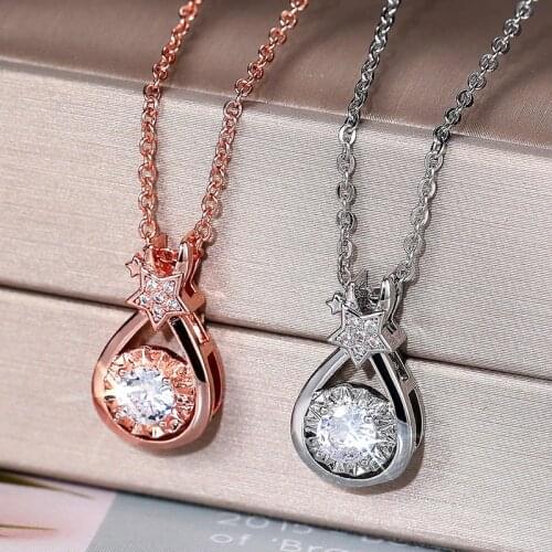 Huitan Temperament Sweet Womens Pendant Necklaces Two Metal Colors Modern Female Accessories Luxury Wedding Bands Neck Jewelry
